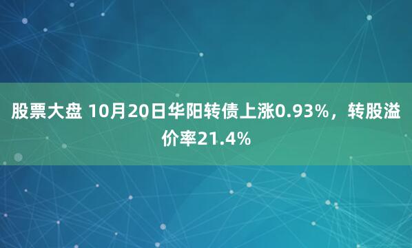 股票大盘 10月20日华阳转债上涨0.93%,转股溢价率21.4%